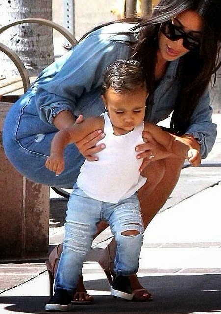 Kim Kardashian and North West step out in matching jean