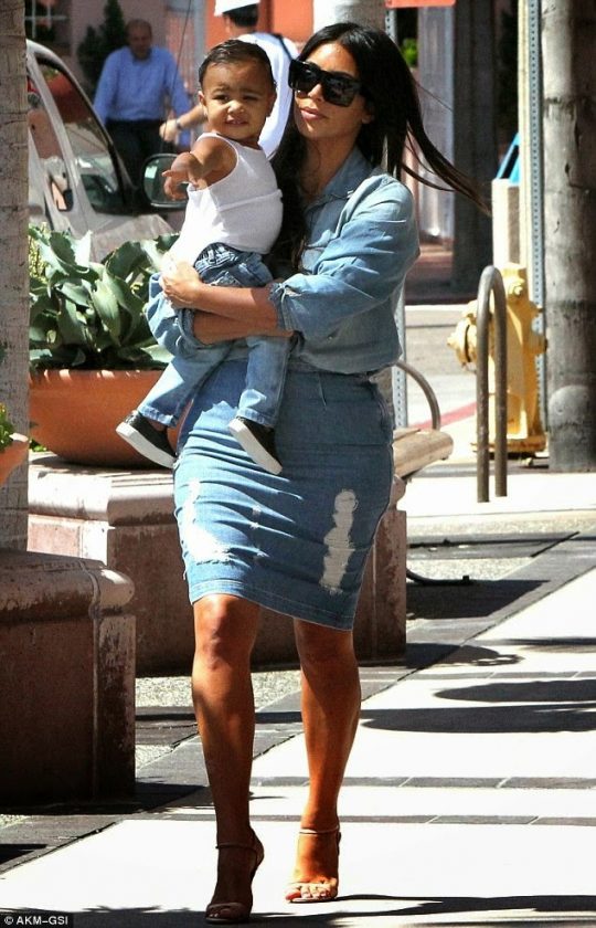 Kim Kardashian with North West step out