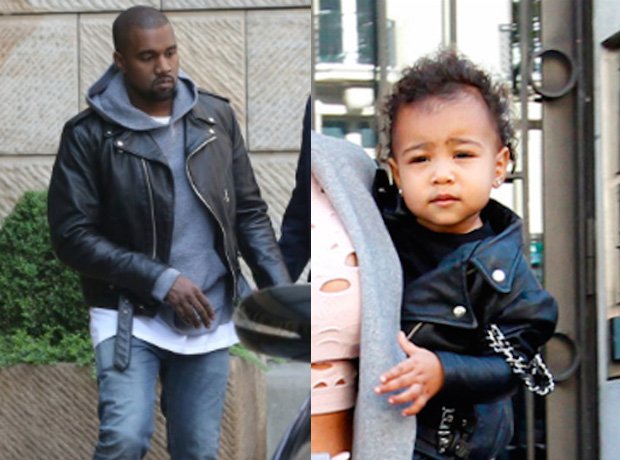 North West rocks similar jacket with dad Kanye West