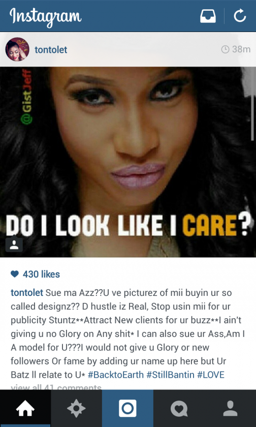 Tonto Dikeh replies