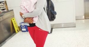 Uche Ogbodo spotted with her new born baby