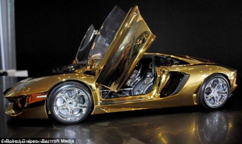 gold Lamborghini Aventador