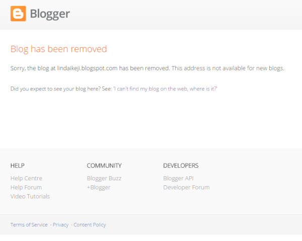Linda Ikeji blog deleted and shut down by Google