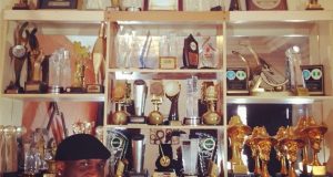 Peter Okoye flaunts PSquare's collection of Awards