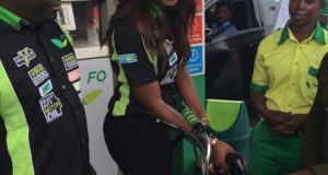 Tiwa Savage working as fuel station attendant at Forte Oil
