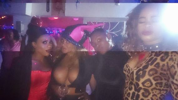 Cossy goes to Halloween party braless