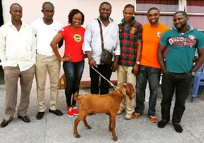 Kate Henshaw receives live goat as Christmas gift