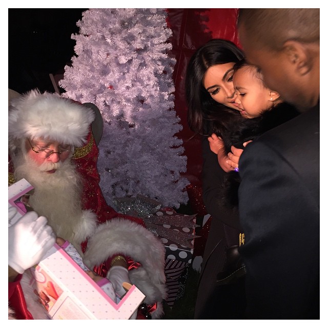 North West Scared as Kim & Kanye take her to see Santa
