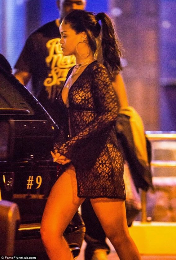 Rihanna parties with bikini bottom