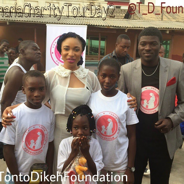 Tonto Dikeh's charity foundation visits orphanage home in Ghana
