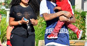 Rapper Tyga and Blac Chyna spotted out with their son King Cairo in Calabasas, CA