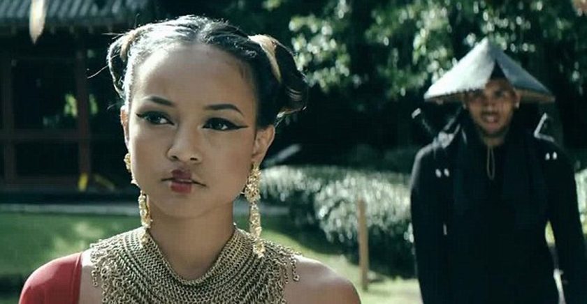 Chris Brown & Karrueche in Autumn Leaves video