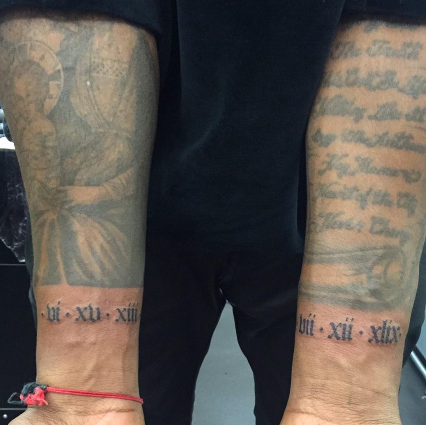 Kanye West tattoos his mum and North West's birth-dates on his wrist