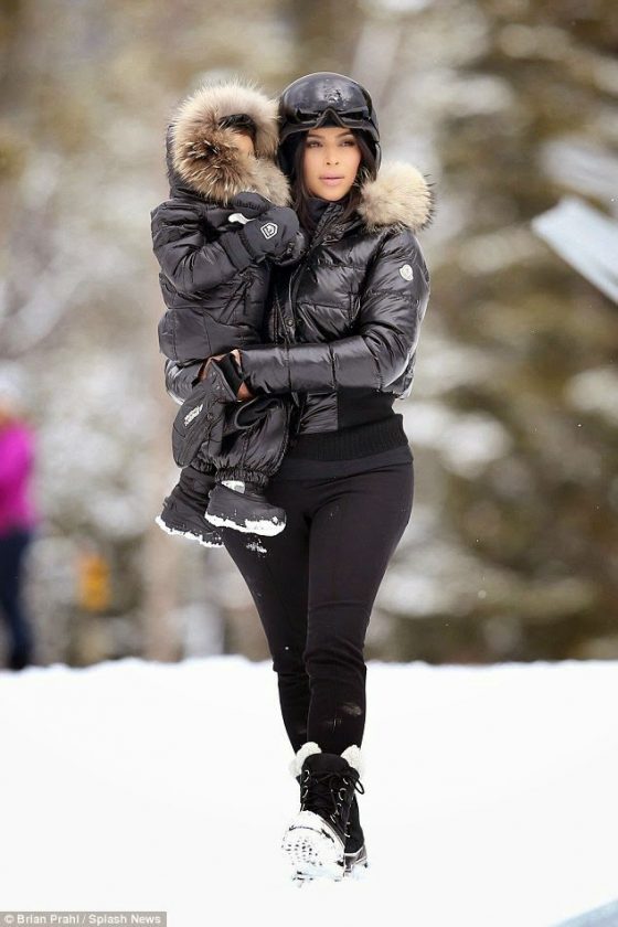 Kim Kardashian & North West rock matching Ski Outfits
