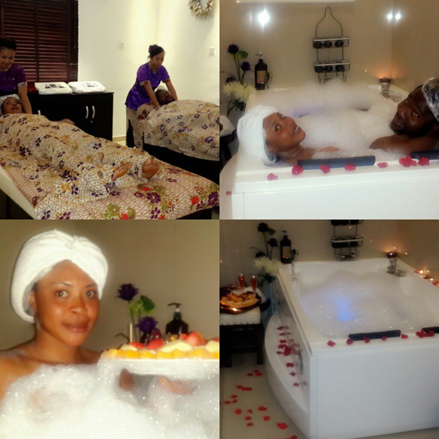 Mimi Orjiekwe And Husband Pictured Bathing Together In A Bathtub