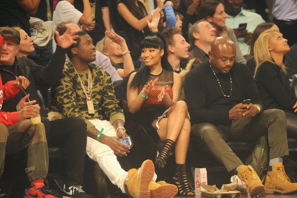 Nicki Minaj & Meek Mill attend basketball game