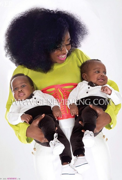 TY Bello and her twins