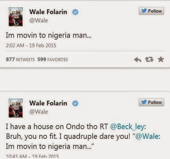 Wale planning to move to Nigeria