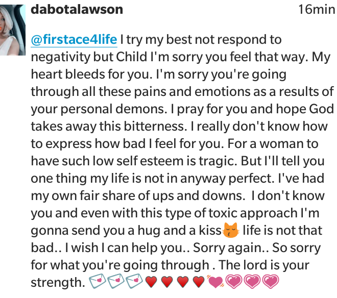 Dabota Lawson reply