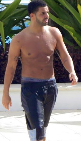 Drake shirtless pool splash