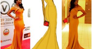 Genevieve shows off a sketch of her AMVCA outfit