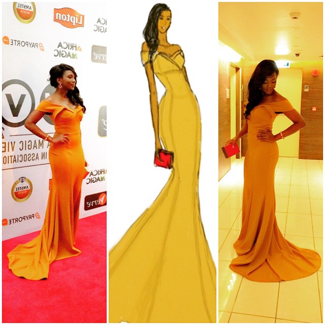 Genevieve shows off a sketch of her AMVCA outfit