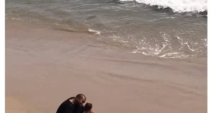 Kanye & North West hit the beach