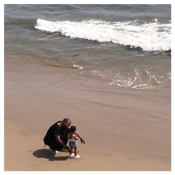 Kanye & North West hit the beach