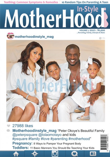 Peter Okoye, Lola & Kids cover Motherhood-Instyle magazine