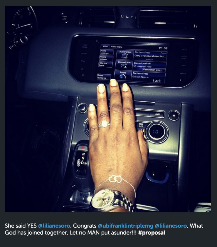 Ubi Franklin and Lilian Esoro get engaged