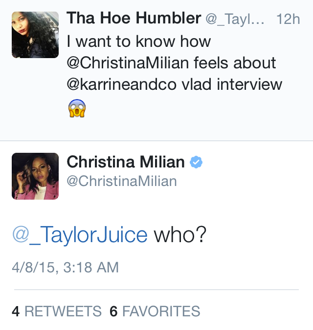 Christina Milian shades Karrine Steffan's after she said she'll never stop seeing Lil Wayne