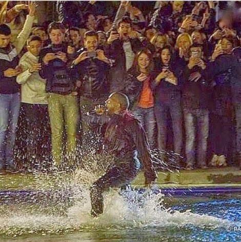 Kanye West jumps into a lake during free concert in Armenia