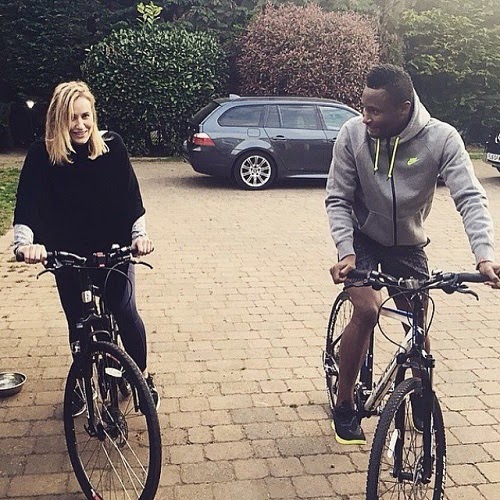 Mikel Obi and girlfriend go on bicycle ride