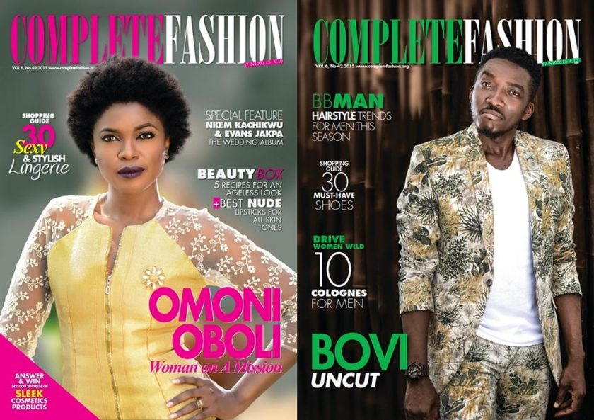 Omoni Oboli and Bovi cover April issue of Complete Fashion mag