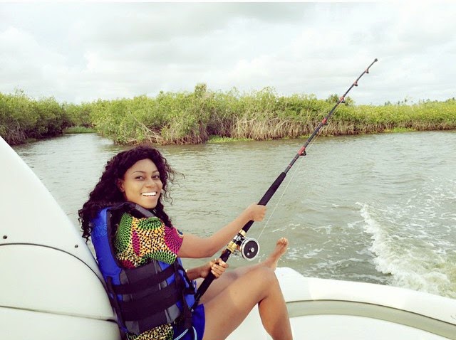 Yvonne Nelson Shows Off Her Fishing Skill