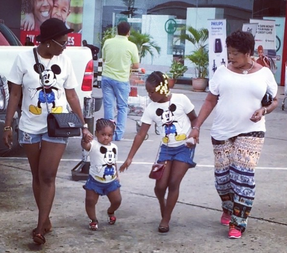 Annie Idibia & her girls rock matching mickey mouse outfits