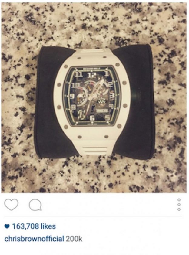Chris Brown flaunts his $200k Richard Mille watch