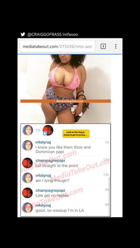 Dominican chick tries to hook up with Drake