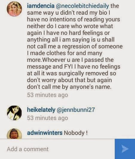 Instagram drama between Dencia & the owner of Necole Bitchie blog