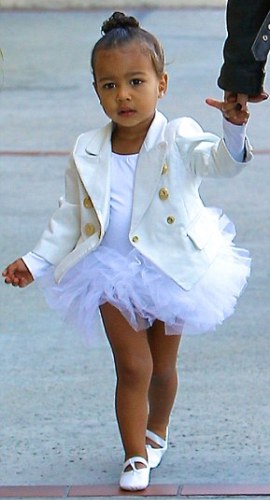 North West is all shades of cute in her white ballerina outfit