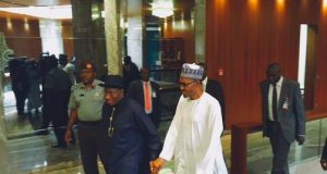 President Jonathan takes Buhari on tour of Aso Villa