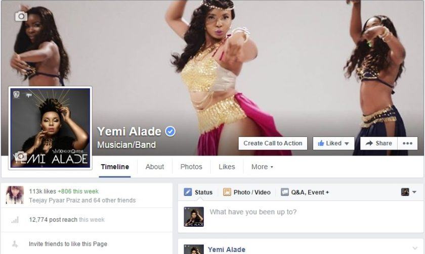 Yemi Alade gets verified on Facebook