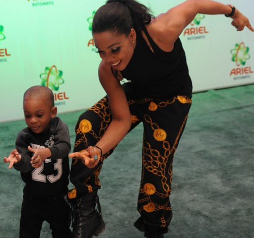 Kaffy Dancequeen dances with her son