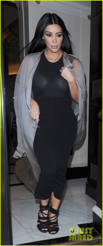 Kim Kardashian braless outfit
