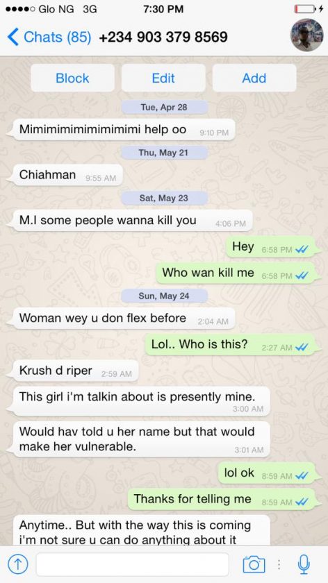 MI exposes guy threatening to kill him