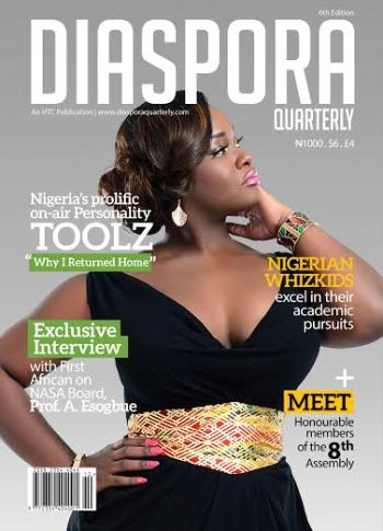 Toolz Oniru on the cover of Diaspora Quarterly