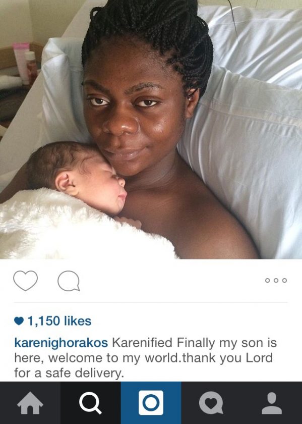 Karen Igho welcomes son