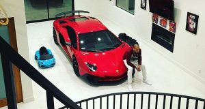 Chris Brown Parks his Lamborghini in Living Room