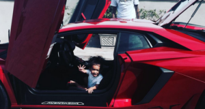 Chris Brown's daughter rides in his new Lamborghini Aventador 'SV'