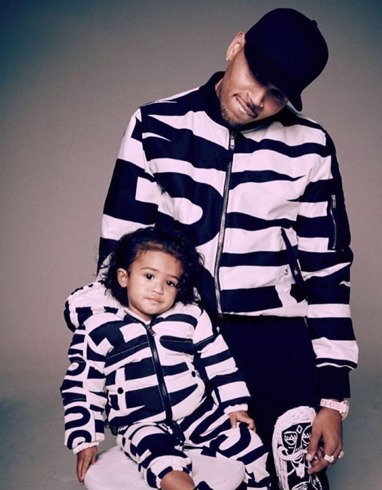 Chris Brown and Royalty cute in matching outfits